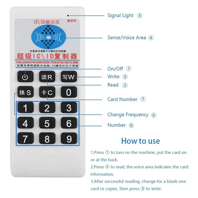 

B50C RFID NFC IC Card Reader & Writer +5XUID Card 125Khz-13.56MHZ Duplicator RFID Smart Card Reader IC ID Duplicator