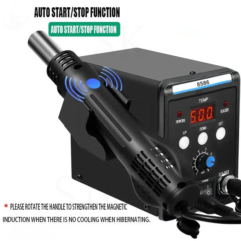 8586 black air gun soldering iron 2-in-1 panel high power desoldering station cell phone repair tools 700W 110V/220V