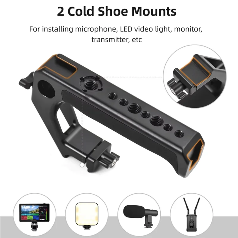 

ABAC-Top Handle For Camera Cage Rig G Rip With Clamp Rail Cold Shoes 1/4" 3/8" Threads