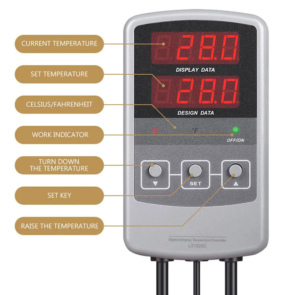 Inteligentny termostat elektroniczny wyświetlacz cyfrowy wysoka precyzja regulacja temperatury akwarium przełącznik termostat