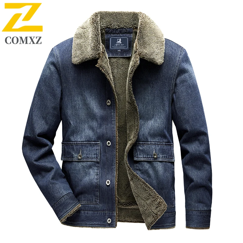 Padded Denim Jacket Mens 2025 Winter New lambswool Thickened Casual Loose Retro Outdoor Travel Lapel Tops Male Fleece Warm Coat
