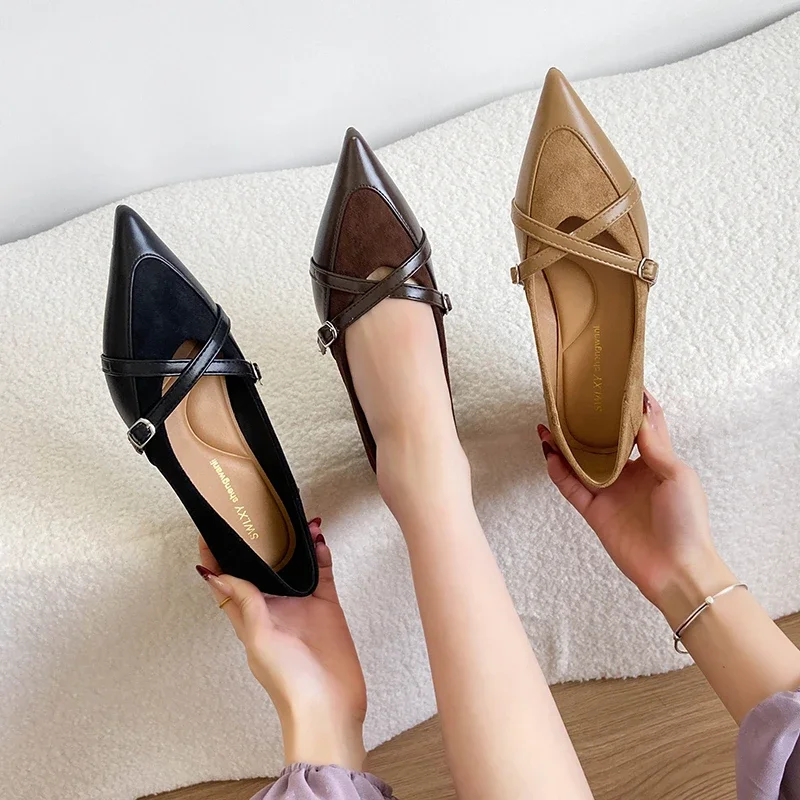 

Summer Pointed Toe Women Sandals Fashion Singbacks Mules Shoes Ladies Elegant Low Heel Stripper Party Sandalias Plus Size 40 New