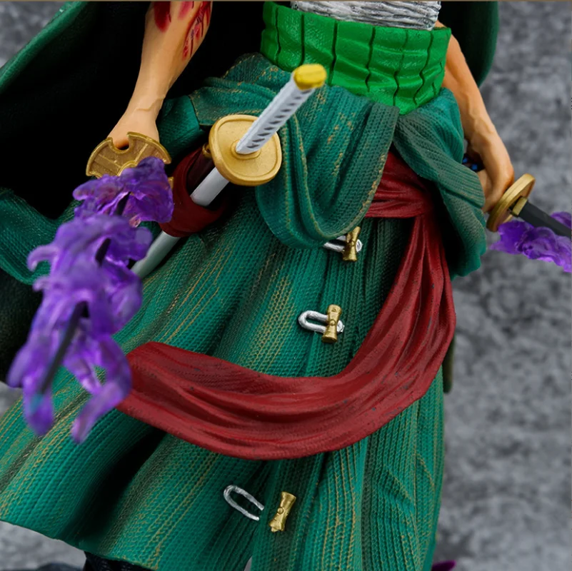 22 cm Gk Fight A Bloody Battle Roronoa Zoro One Piece Anime Figurstehree Knives Mighty Stunts Statue Modell Sammlung Jungen Spielzeug