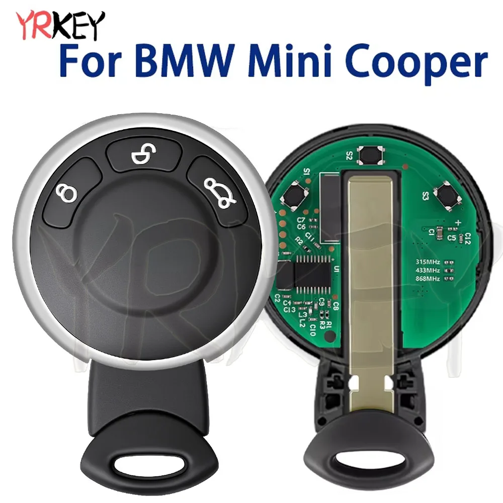 YRKEY - KR55WK49333 Half Smart Car Key Fob For BMW Mini Cooper R56 R57 R58 R60 R61 315/315LP/433/868Mhz ID46 Chip Remote Car Key