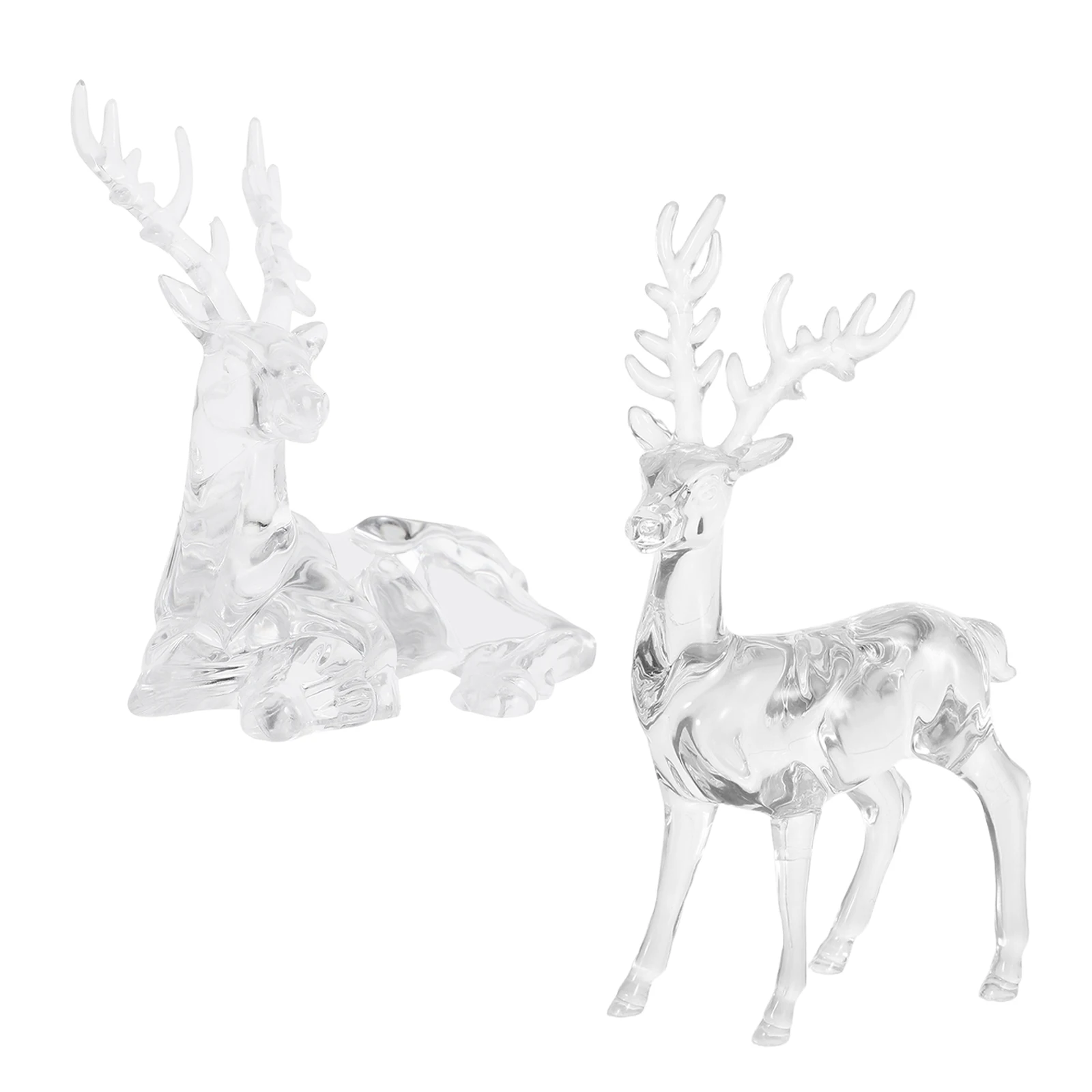 

2Pcs Acrylic Reindeer Ornaments Transparent Deer Decor for Christmas Home Tabletop Display Holiday Elk Ornaments