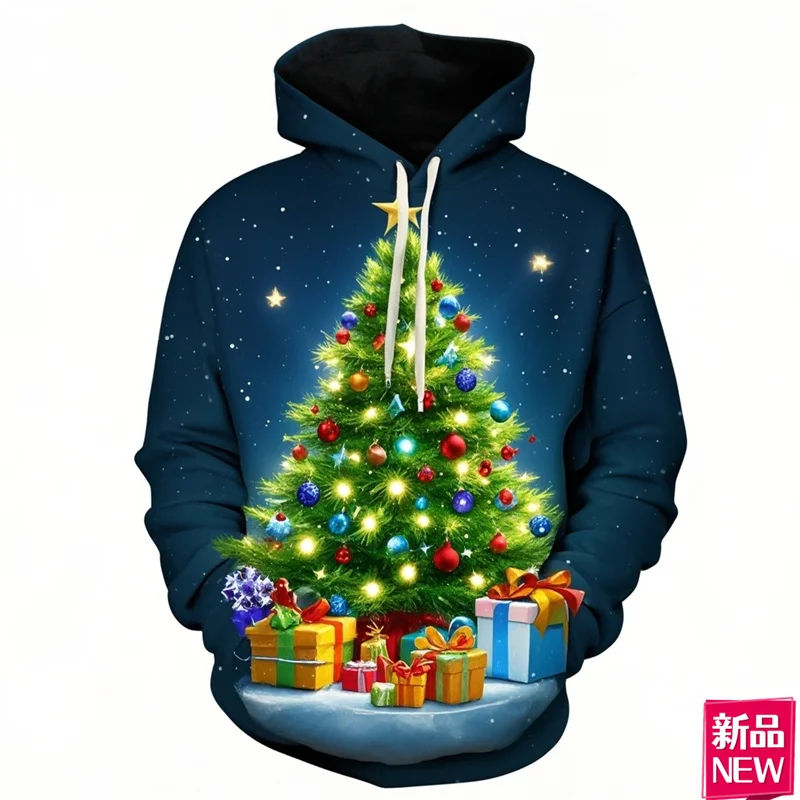 Autumn 3D Printing Christmas Trees Hoodies Merry Christmas Ornaments Graphic Hooded Sweatshirts Men Fashion Hooded Hoody Clothes