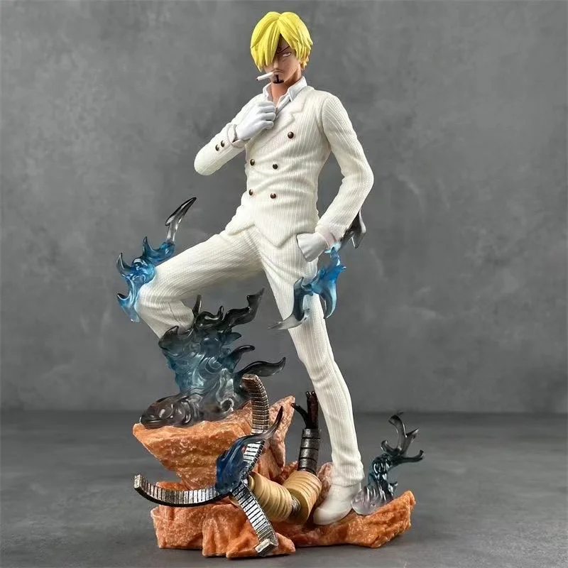 Figura de acción de Anime de una pieza, figura de Sanji fumador, modelo coleccionable, juguetes de regalo, 24CM