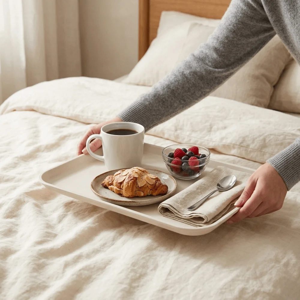 Durable Resin Food Tray Multi Color Rectangular Shape Serving Tray Smooth Lightweight Decorative Tray Restaurant