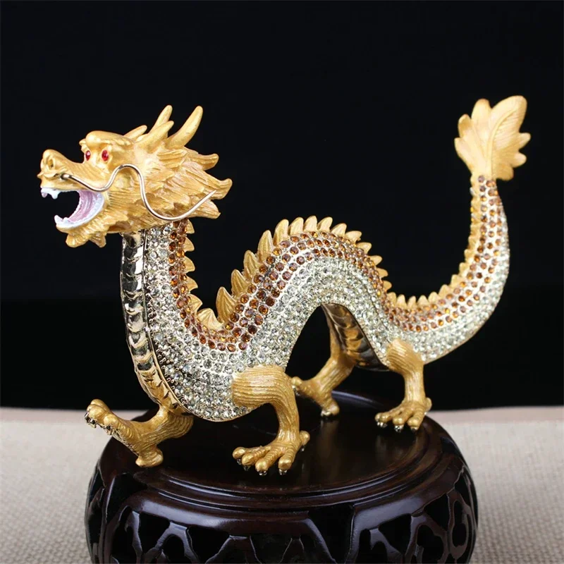 

2024 New High end Luxury Diamond inlaid Zodiac Dragon Ornament Office Decor New Home Gifts Dragon Ornaments