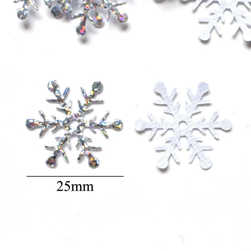 80Pcs 25mm Silver Snowflake Laser Cloth Appliques Wedding/Party/Wreath/Christmas Decoration Craft DIY Akcesoria