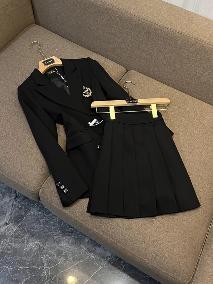 

Ele Women's Suit Skirt Set Autumn Winter High-End JK Sle Small Western Suit Polyester Material Age 25-35 Years Old