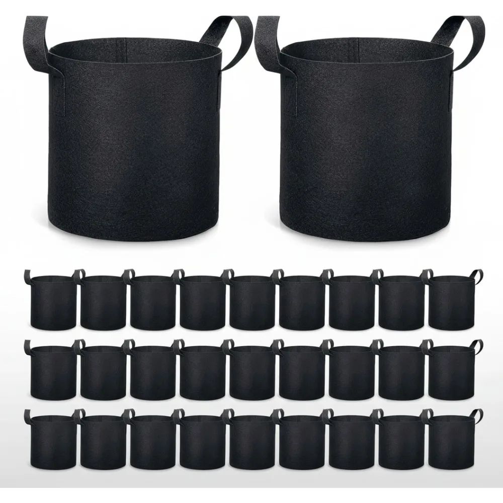 

30 Pack 3 Gallon Grow Bags with Handles - Thickened Aeration Fabric Pots for Garden Vegetables Flowers Plants