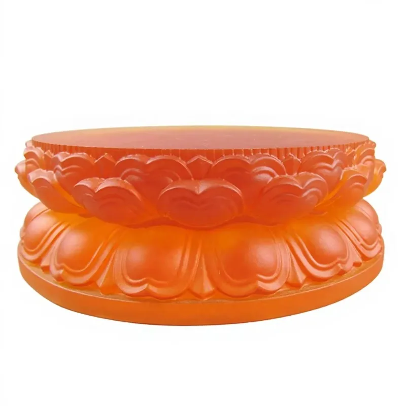 Environmentally friendly glass Buddha statue base, circular lotus design, suitable for temple and home use