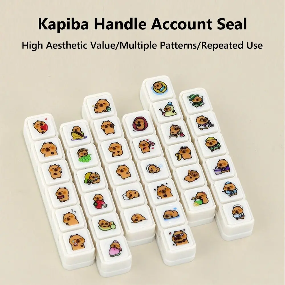 6PCS/Set Cute Plastic Self-ink Seal Capybara Patterns DIY Album Journal Planner Capybara Stamps Photo Album Stamp Students