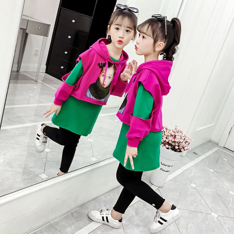 

Girls Suit Sweatshirts +Pants Cotton 2Pcs/Sets 2022 In Stock Spring Autumn Outfits Sports Sets Kid Tracksuit Uniforms Children C