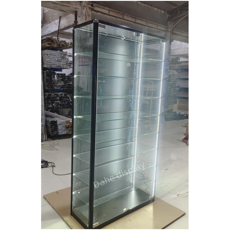 

custom.Lockable Jewellery Display Showcase Durable Aluminum Frame Display Cabinet Large Capacity Glass Wine Cabinet