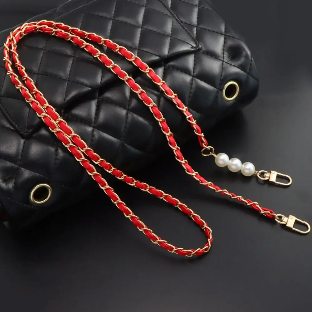 Replacement Bag Chain Women Girls Pearl Metal Shoulder Strap Detachable Leather Shoulder Bag Accessories