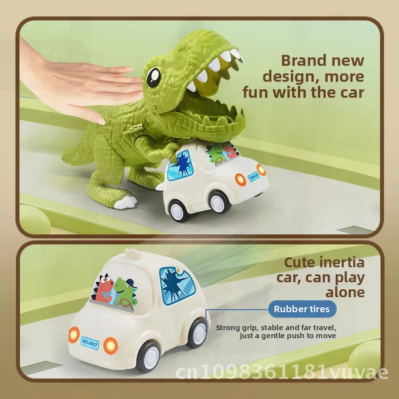 恐竜ティラノサウルスレックス鉄道車両シミュレーションシーンマッチングセット子供用ABS慣性スライド多ピース教育玩具