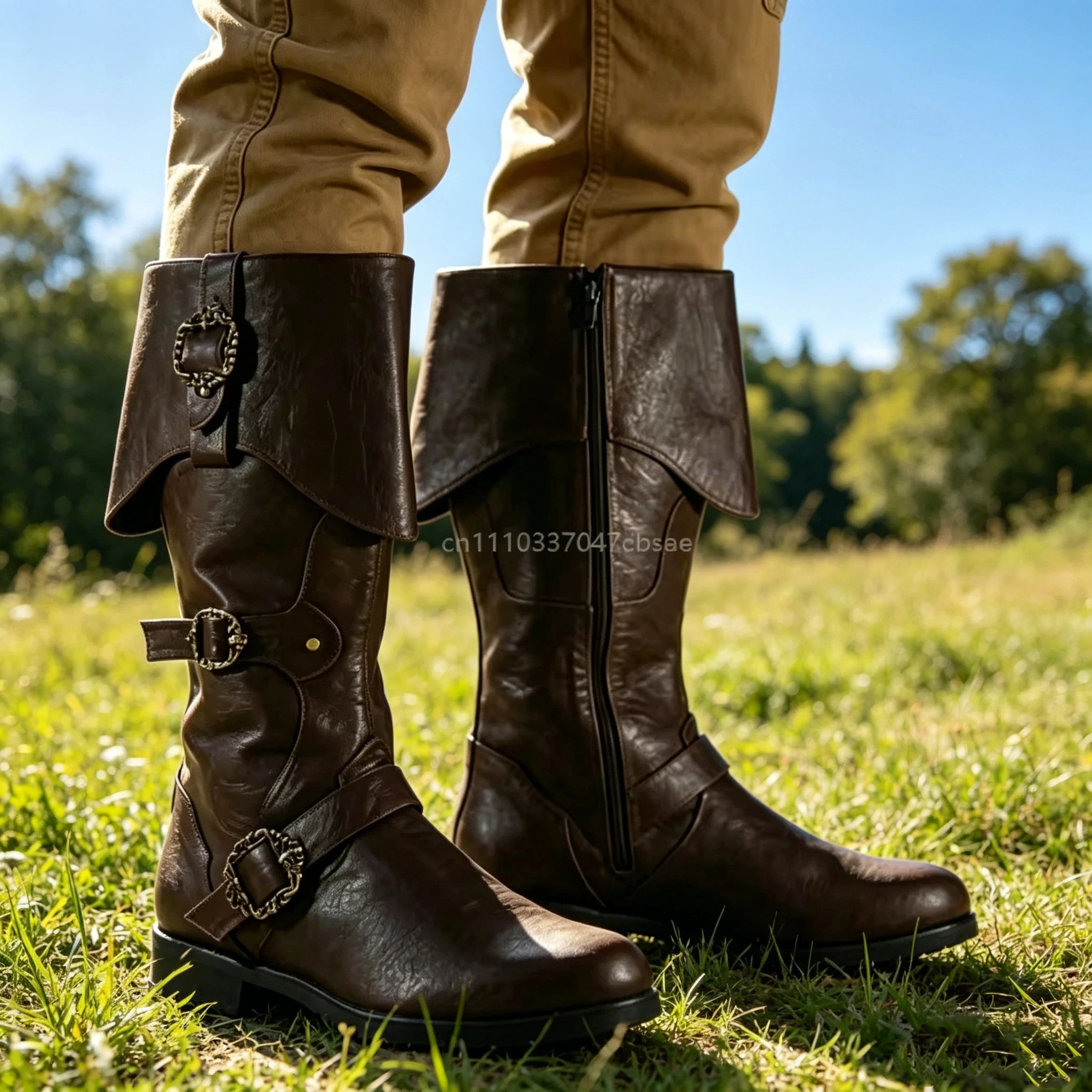 

Medieval Retro Pirate Boots Men Women Gothic Renaissance Pu Leather Mid Calf Boot Halloween Cosplay Party Costume Shoes 2026