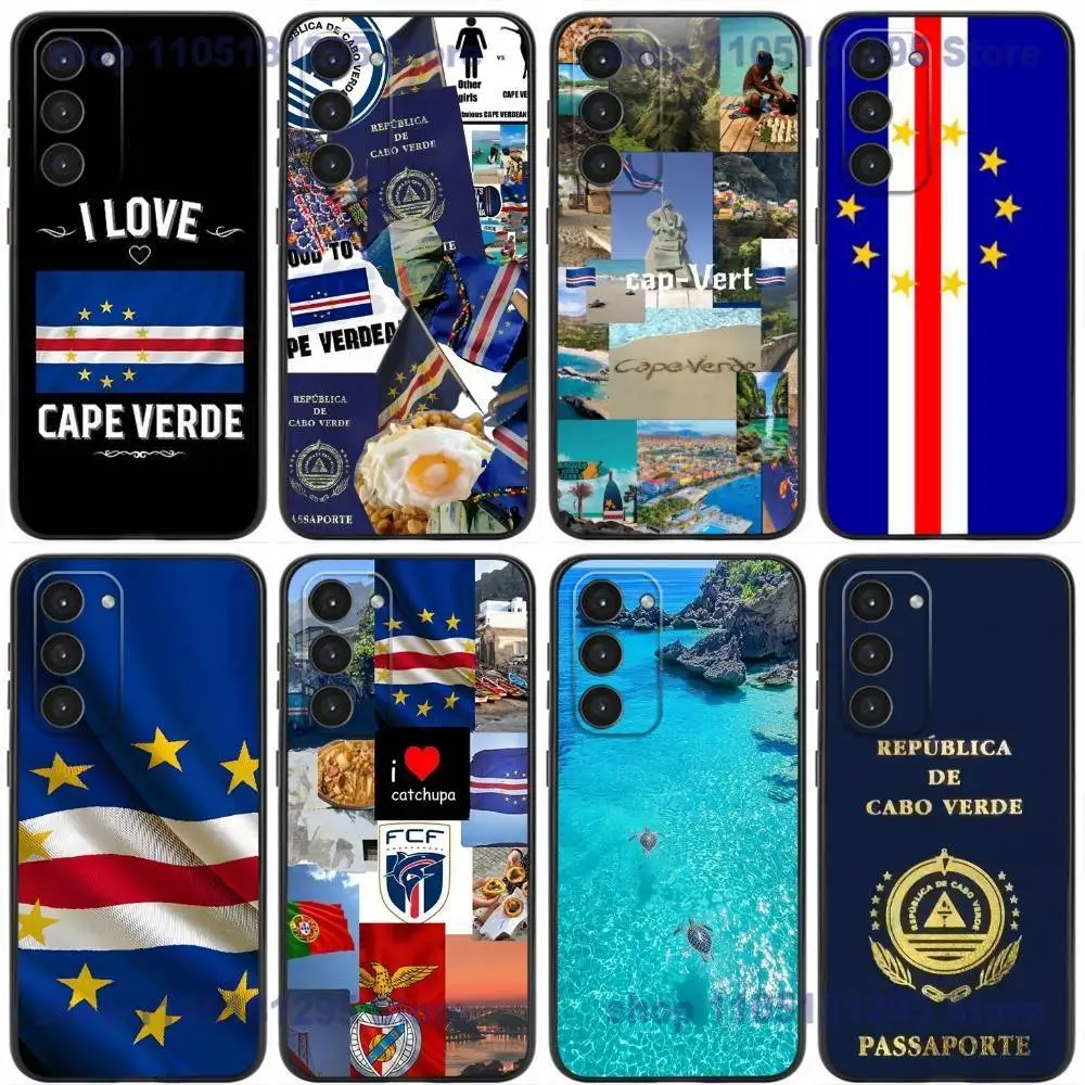 حافظة هاتف كيب فيردي لهاتف سامسونج جالاكسي A32,21s,22,31,52,53,72,73,Note20,8,9,10 غطاء أسود من السيليكون الناعم