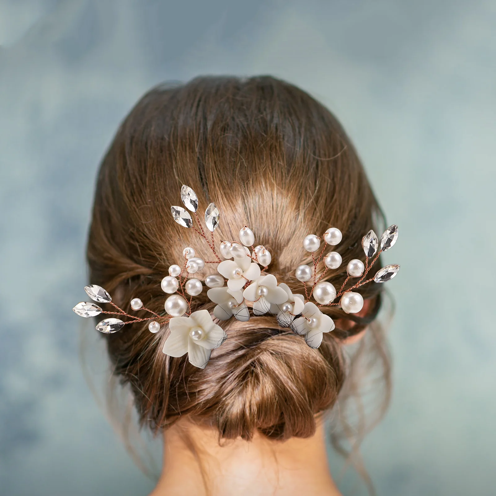 

3Pcs Prom Hair Accessories: U Shaped Bridal Hairpins with Flower Details for Women Wedding Chignon Pin Hanfu Hair Sticks Jewelry
