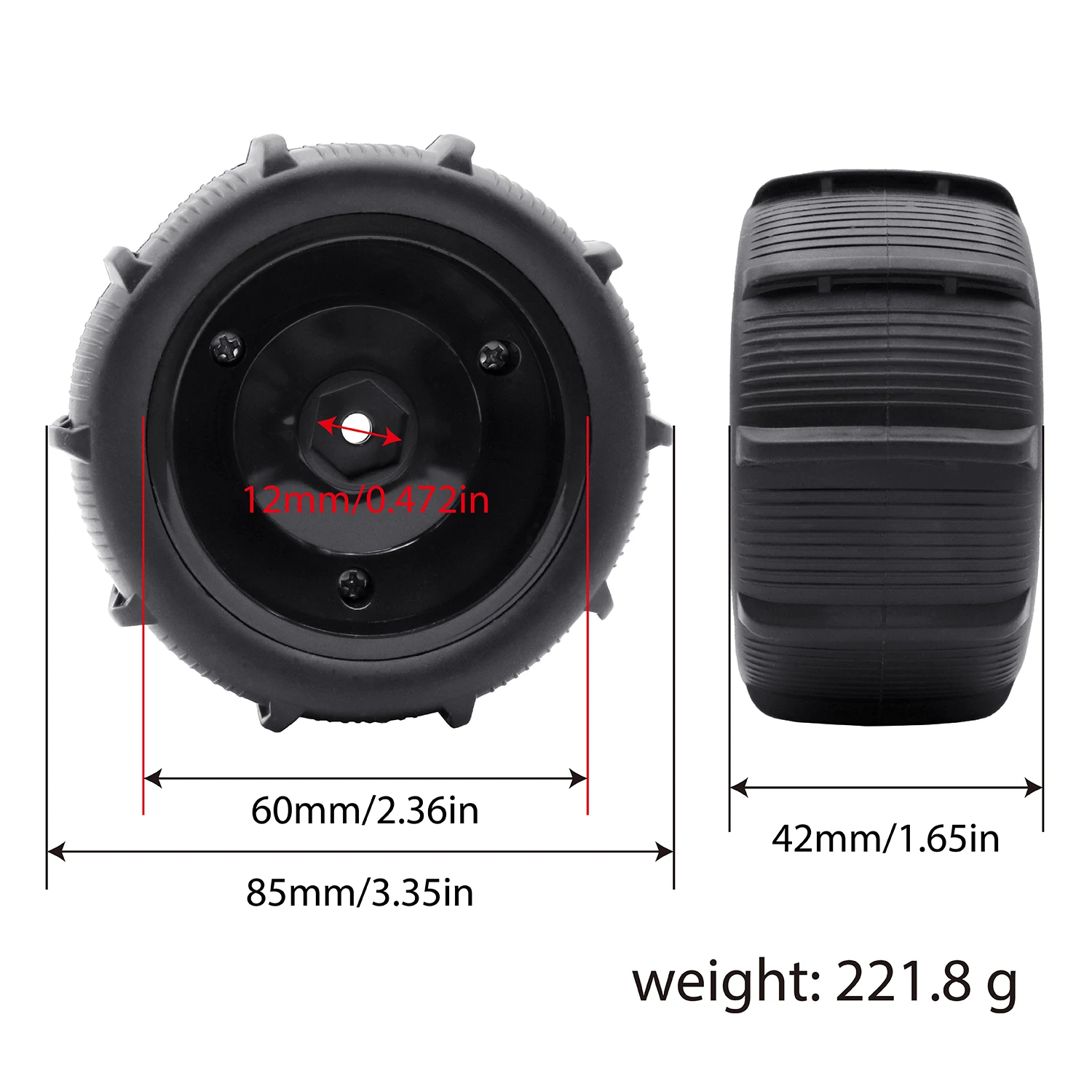 タイヤ SCY 16101 Pro 16102 Pro 1:16 オフロード RC カーホイールアップグレードアクセサリーパーツ 6034 12mm ヘックスモンスタートラックアップグレードタイヤ