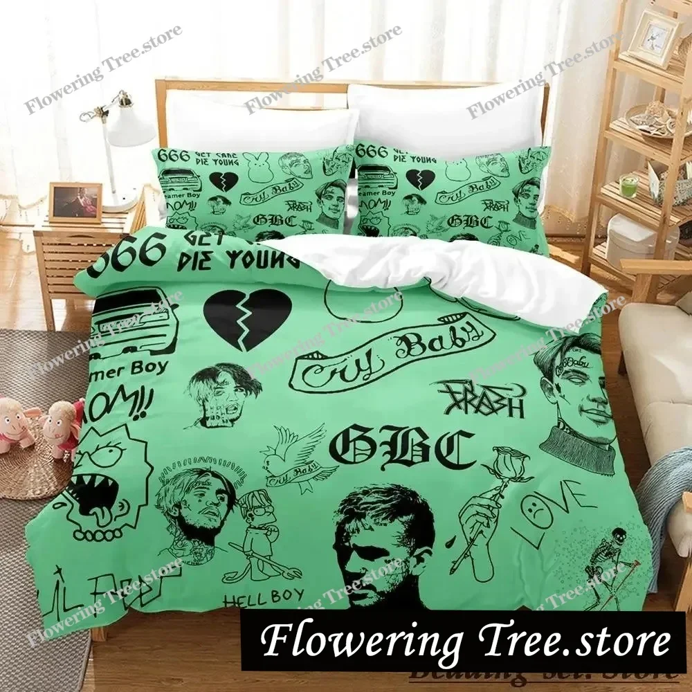 L-Lil Peep Bedding Set Single Twin Full Queen King Size Bed Set Adult Kid Bedroom Duvetcover Sets Anime Parure De Lit Bed 025