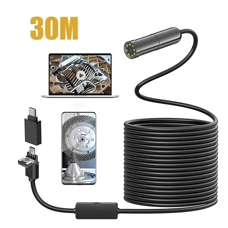 

720P Android Endoscope 8MM Borescope Inspection Snake Camera IP68 Waterproof with 8LED Lights Compatible with Android Phone PC