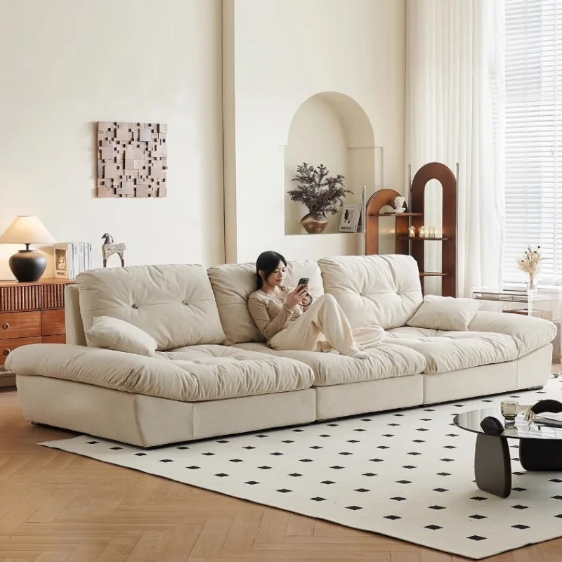 Cloud Fabric Sofa, Down Filled Cushion, Solid Wood Frame, Cat‑scratch Resistant Tech Fabric Sofa for Living Room Home Furniture