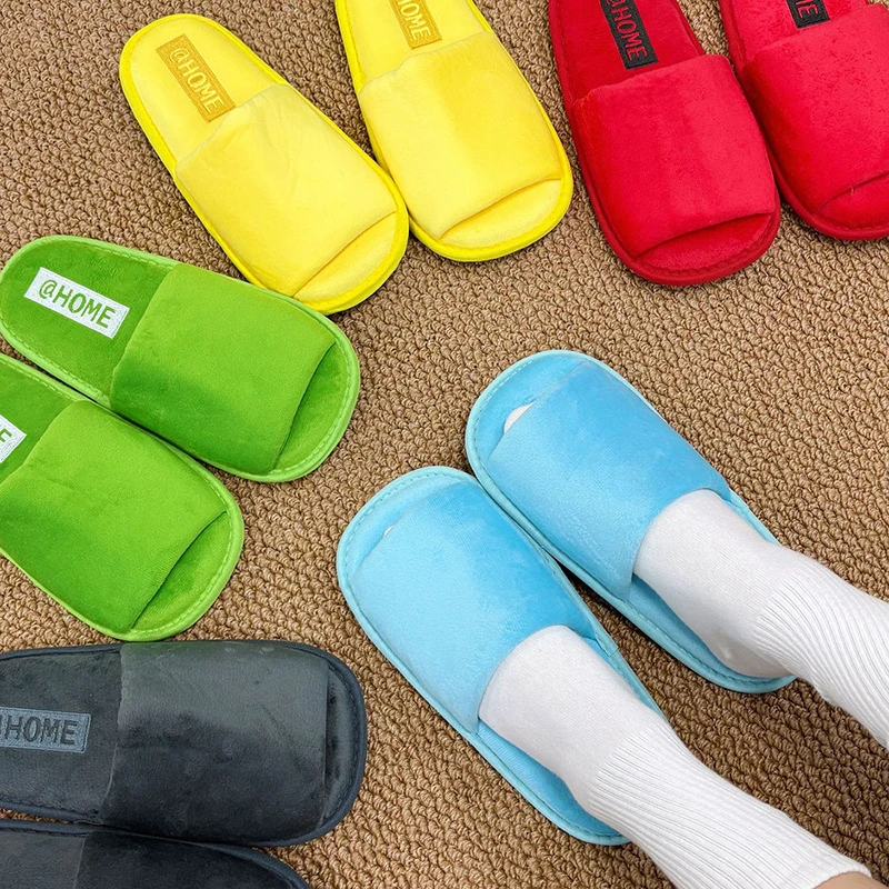 Online Celebrity Ins Wind Explosion Memory Sponge Slippers Non-slip Portable Home Slippers Indoor Square Slippers.