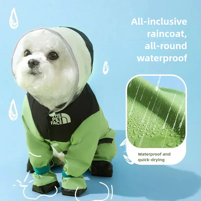 Pet Dog Raincoat Waterproof Waterproof with Transparent Hooded Jumpsuit Dog Clothing Clothes for Dogs Cats Jacket Dog Costume