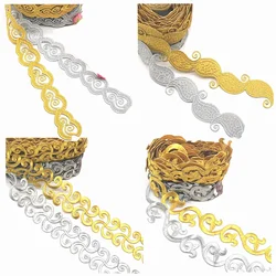 1 Yard Gold Embroidery Lace Iron On Cosplay Costumes Trims Dress Appliques Europe Vintage Diy Garment Trims