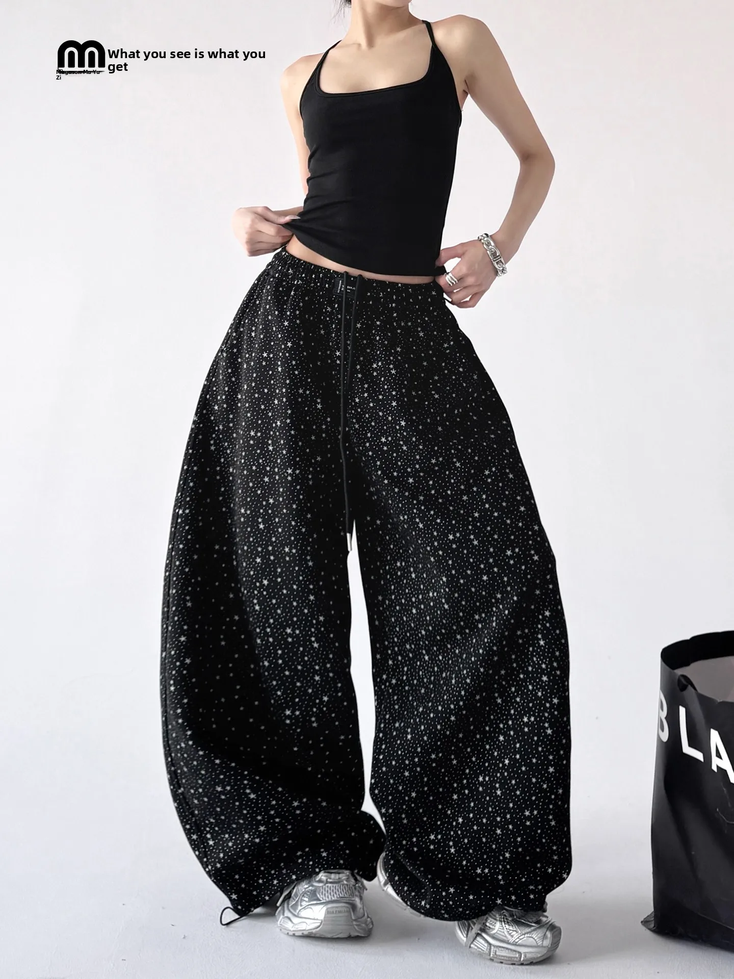 

Женские спортивные брюки с высокой талией, свободного кроя, широкие, повседневные, асимметричные, для работы и отдыха, весна 2026, из полиэстера и хлопка