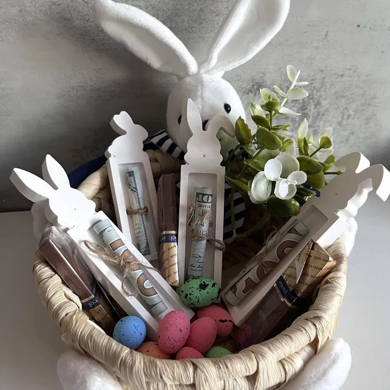 4개입 부활절 토끼 스탠드 실리콘 몰드, 토끼 선물 주조 몰드, DIY 홈 데코용 레진 몰드