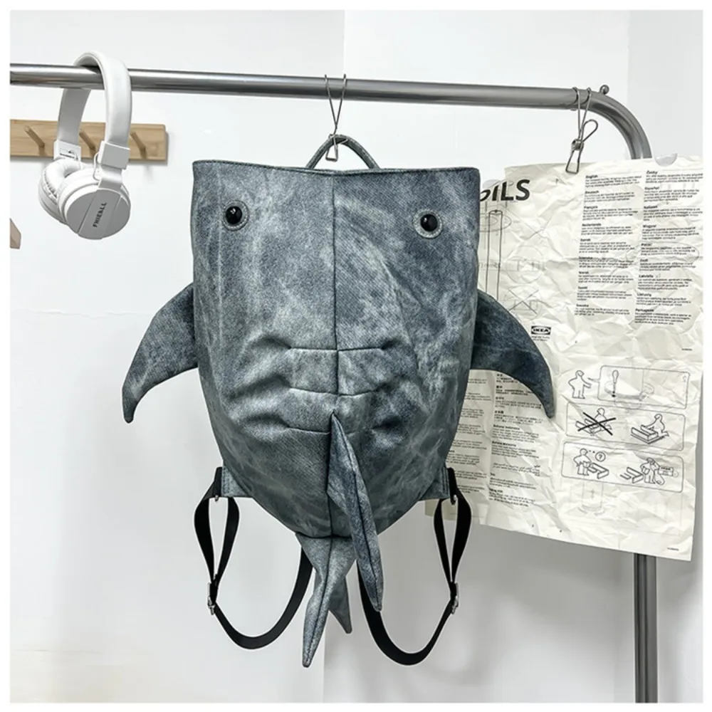 Fashion Large Capacity Animal Whale Shark Shape Backpack Trendy Waterproof Zipper Shark Knapsack Cute Cool College Backpack