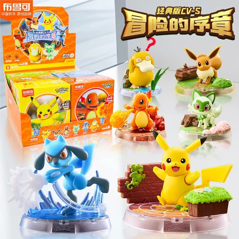 

BLOKEES оригинальная слепая коробка с покемонами Пикачу Иви Чармандер Чаризард Гренinja Meowscarada Ceruledge сращивание фигурок модели игрушечные лошадки