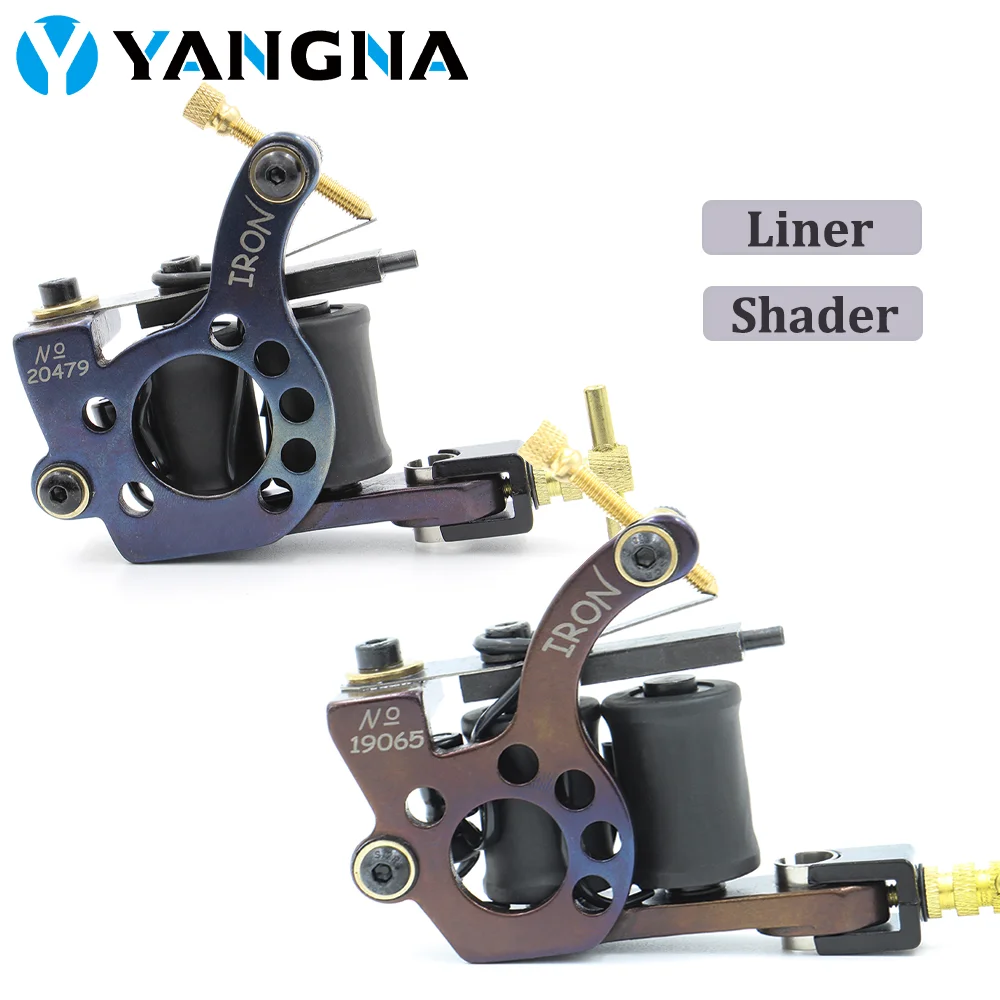 

Yangna Coil Tattoo Machine for Lining Shading 10 Warps Iron Handmade Tattoo Machine Gun Standard Tattoo Needles Tattoo Supplies