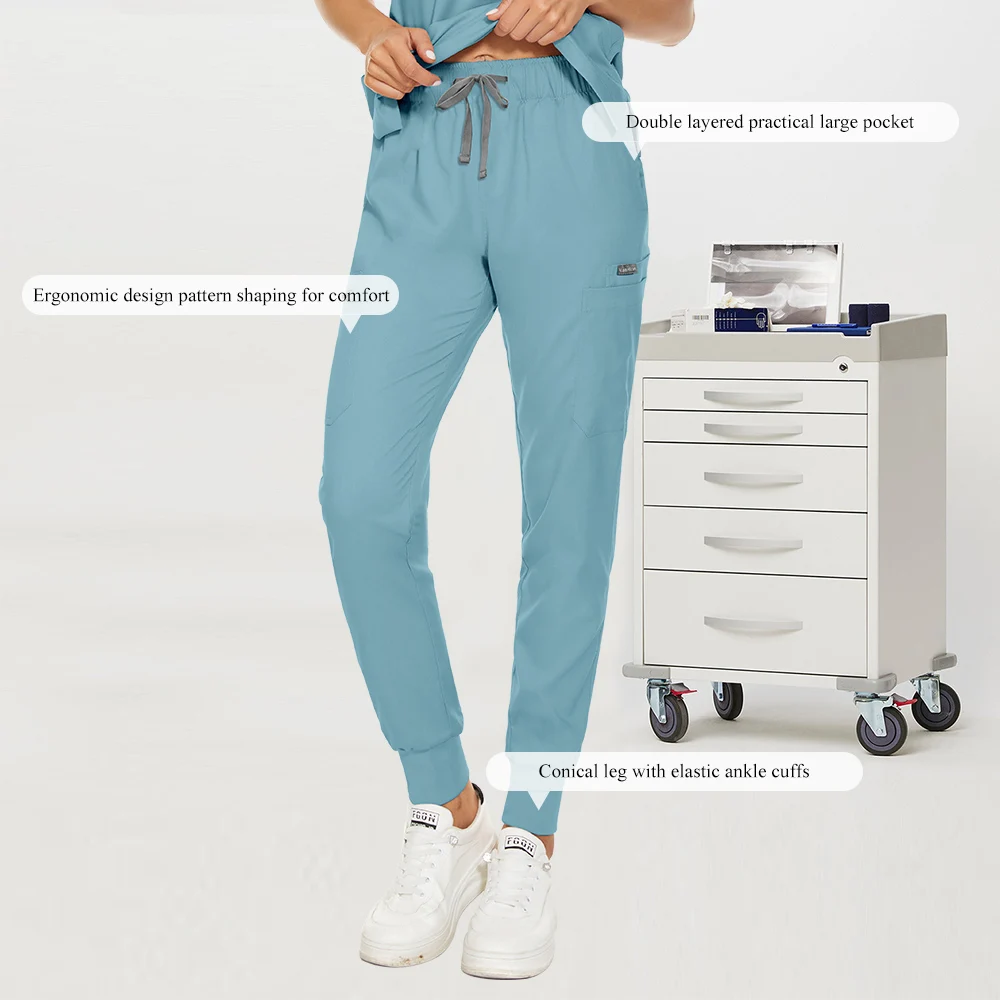 ピュアカラースクラブパンツナースアクセサリー外科ボトムスユニセックスペットドクターとナース制服ワークパンツ医療薬剤師パンツ