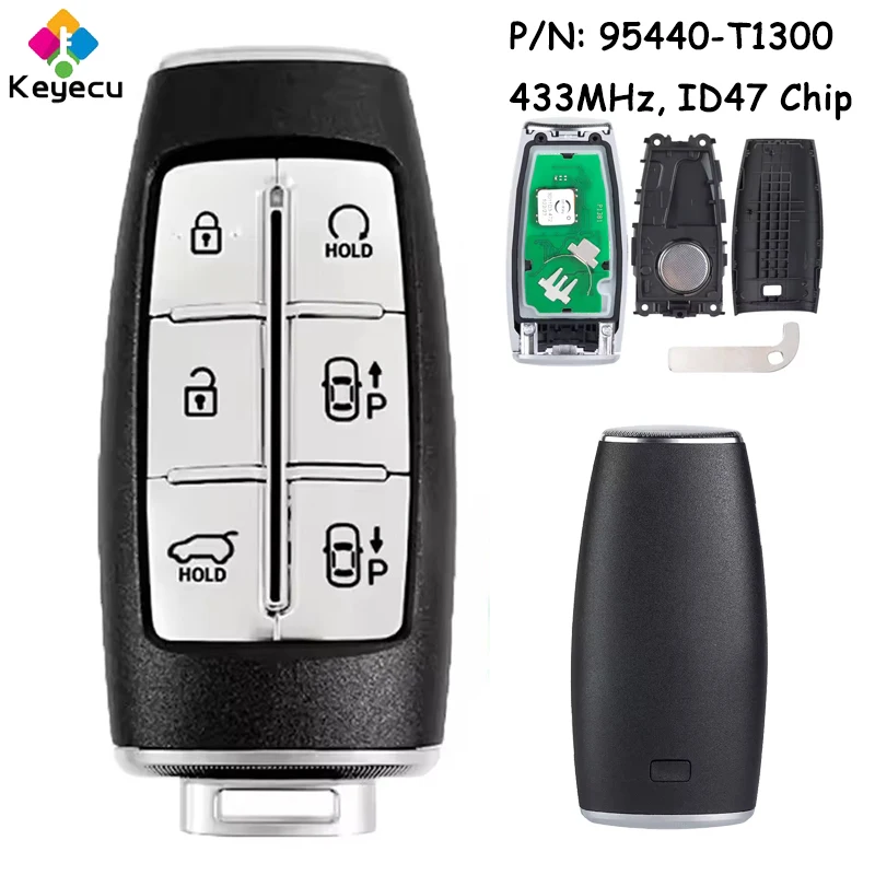 

Умный дистанционный автомобильный ключ KEYECU с 6 кнопками, 433 МГц ID47, брелок для Genesis G80 2021 2022 2023 Артикул: 95440-T1300, TQ8-FOB-4F96
