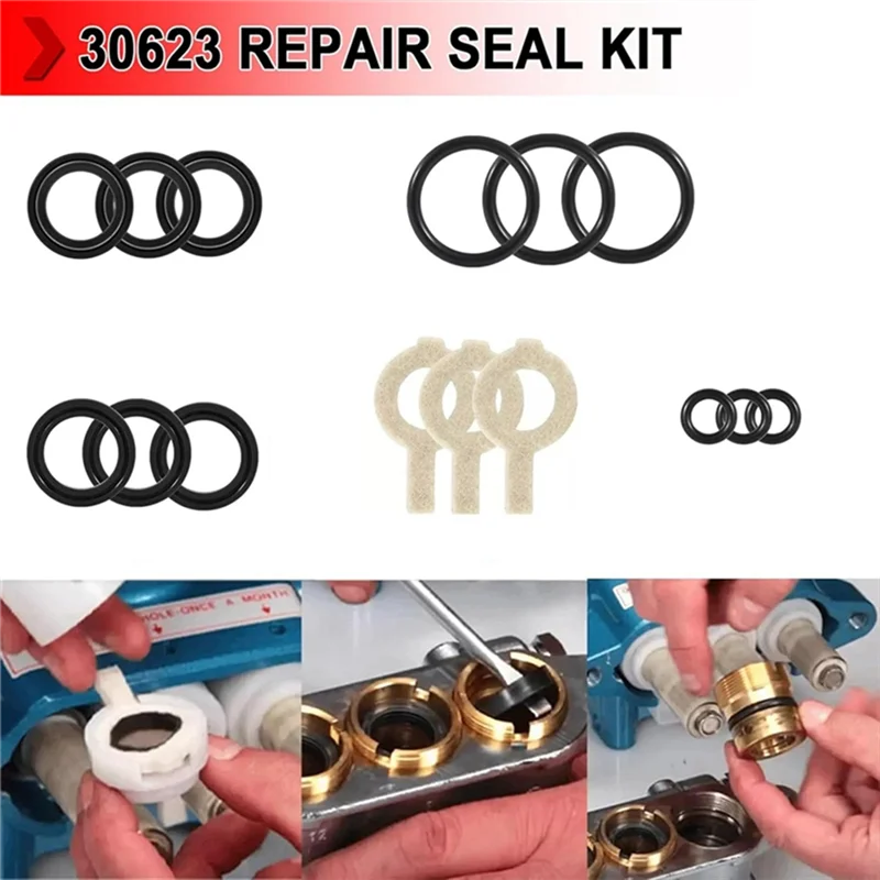 

Efficient 3Sets 30623 Seal Kit, Pump Washer Seals Kit Fits For Cat Pump 30 31 34 310 340 350 Model Frame Plunger Pump