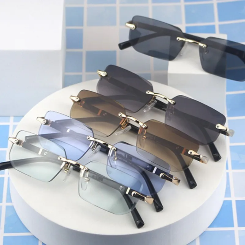 

5 шт. солнцезащитные очки, модные градиентные солнцезащитные очки в квадратной оправе для женщин с защитой от ультрафиолета, очки без оправы в корейском стиле для женщин