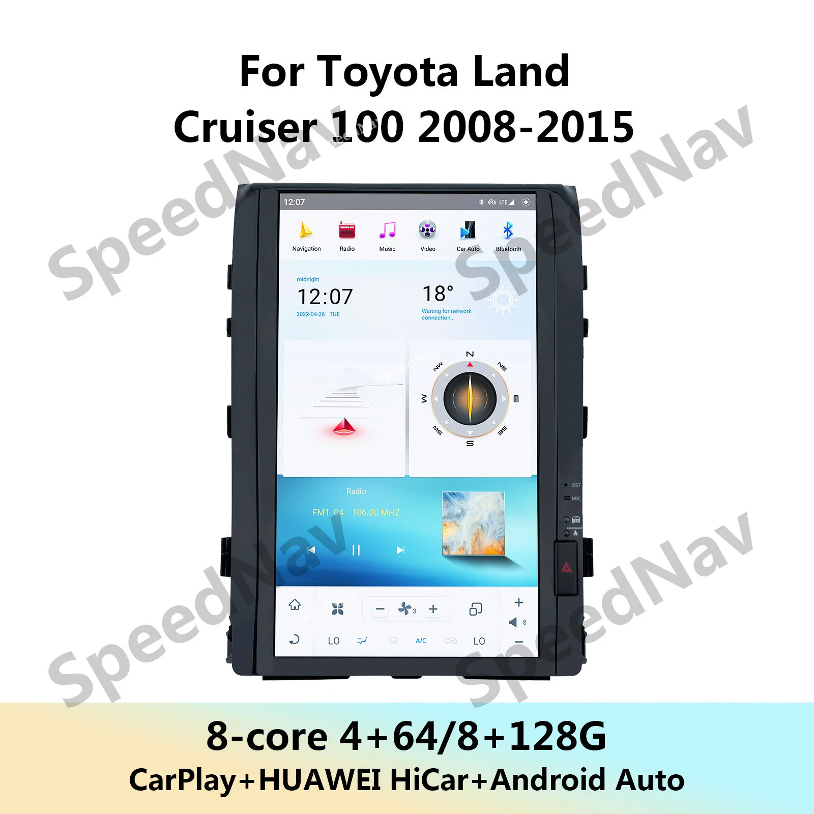 Car Multimedia Player For Toyota Land Cruiser 100 2008 - 2015 Android 13 Radio Stereo Screen Intelligent Systems Audio Head Unit