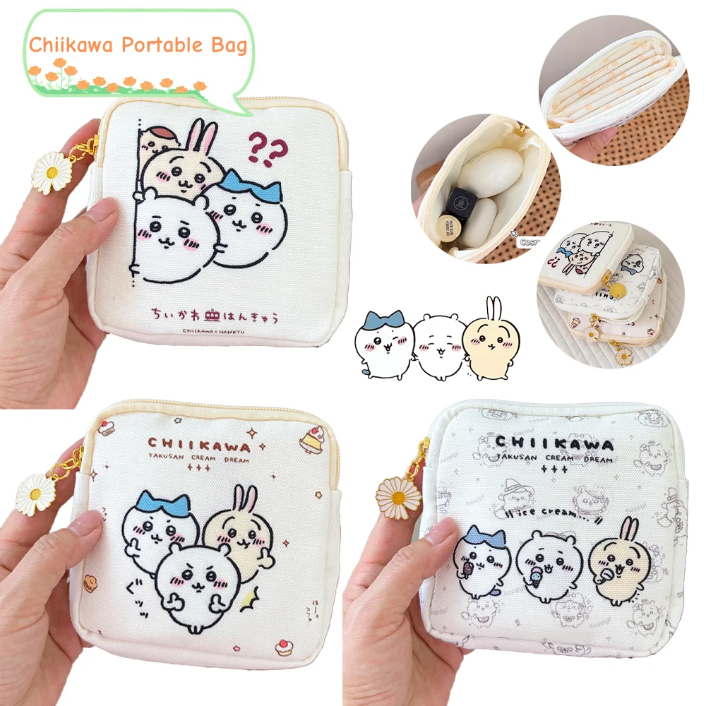 

New Chiikawa Anime Figures Kawaii Girls Sanitary Napkin Storage Bag Cartoon Pattern Mini Coin Purse Portable Cosmetic Bag Gifts
