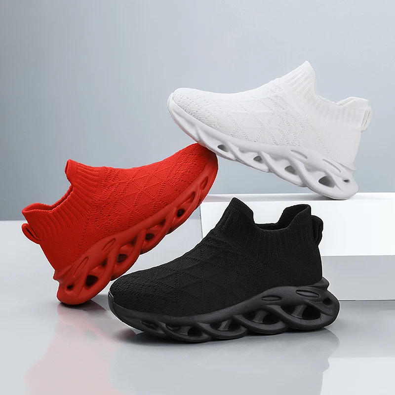 

Детские кроссовки-носки для мальчиков: модные вязаные весенние дышащие легкие спортивные кроссовки для бега, повседневные слипоны для мальчиков