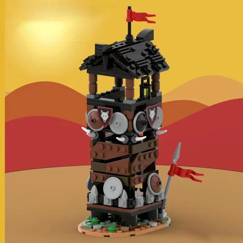 MOC Medieval soldier Tent Block Wolf Sentry Watchtower Figure Castle Pirate Ship Raft Mini Brick Model Toy Children Gift