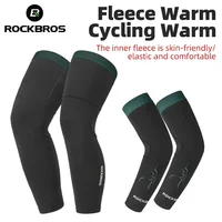 ROCKBROS-Manga de ciclismo para hombre y mujer, manga de pierna a prueba de viento, Mangas de forro polar, rodilleras, equipo de ciclismo cálido, Otoño e Invierno