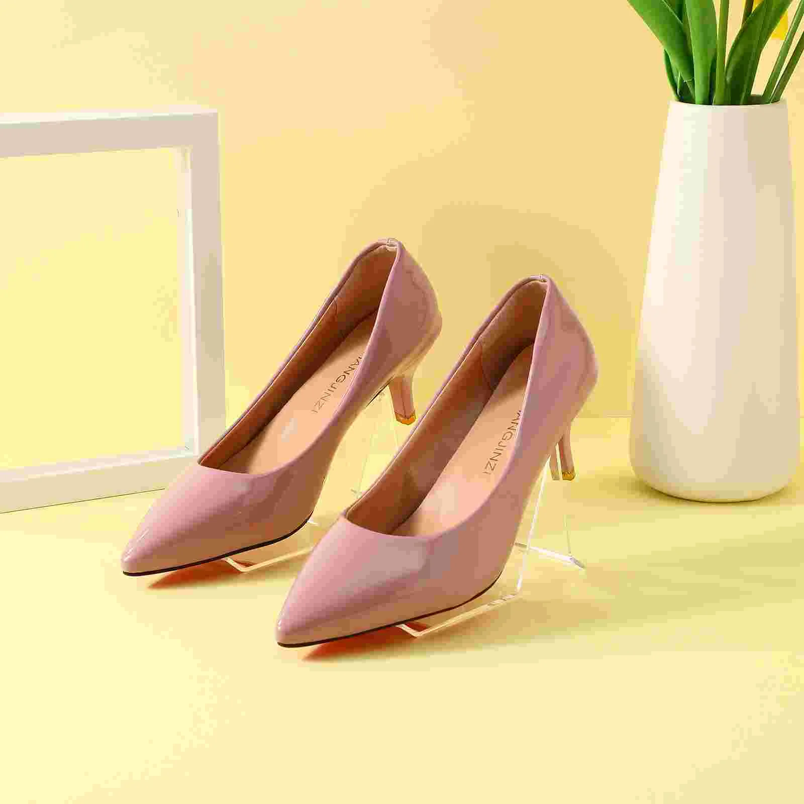 2 Pcs Holder Shoe Support Heel Pumps for Women Acrylic Racks Folding Women's Heeled Loafers