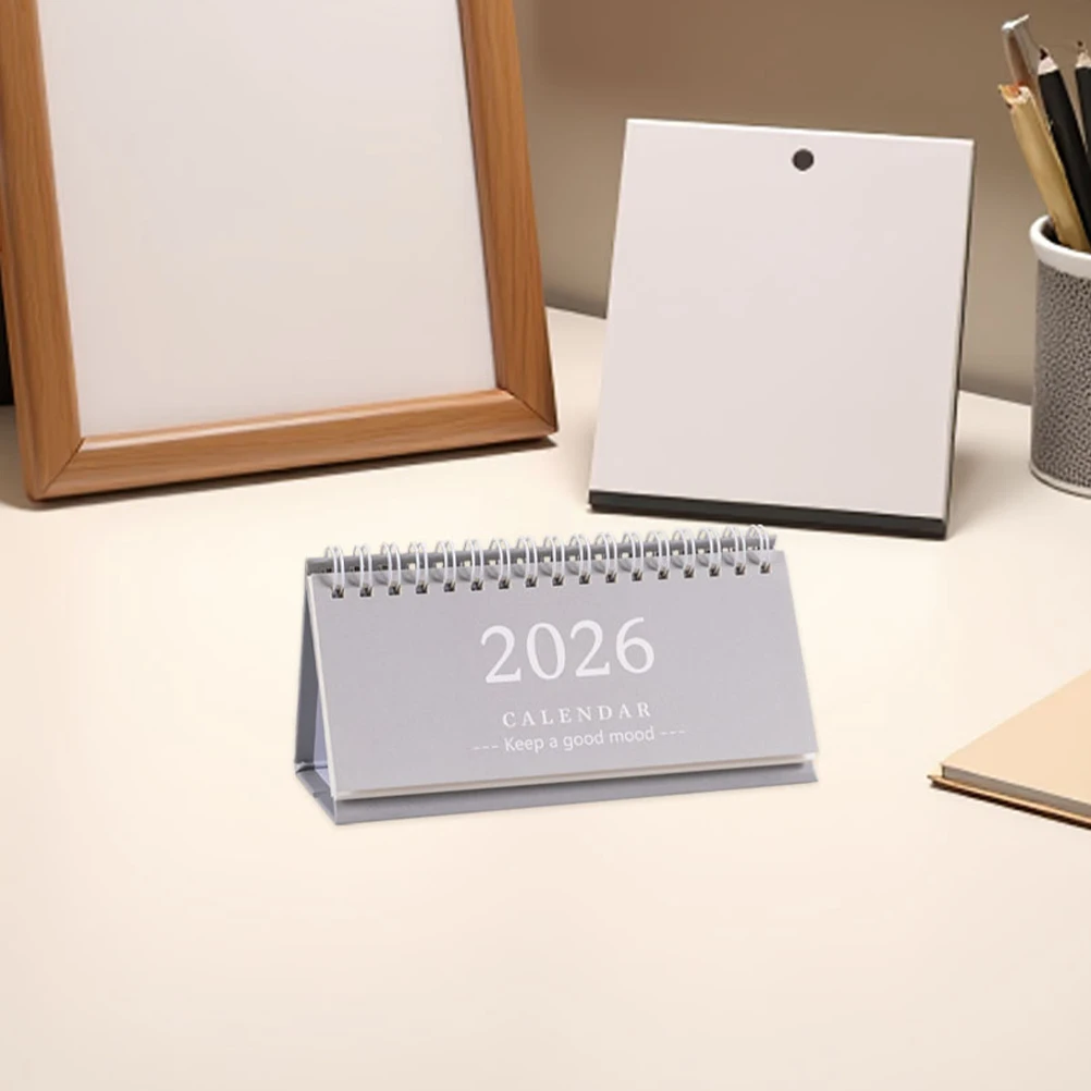 

4pcs Long Desk Calendar 2026 English Mini Monthly Flip Planner Elegant Vertical Table Calendar for Office Home Use Dated Small