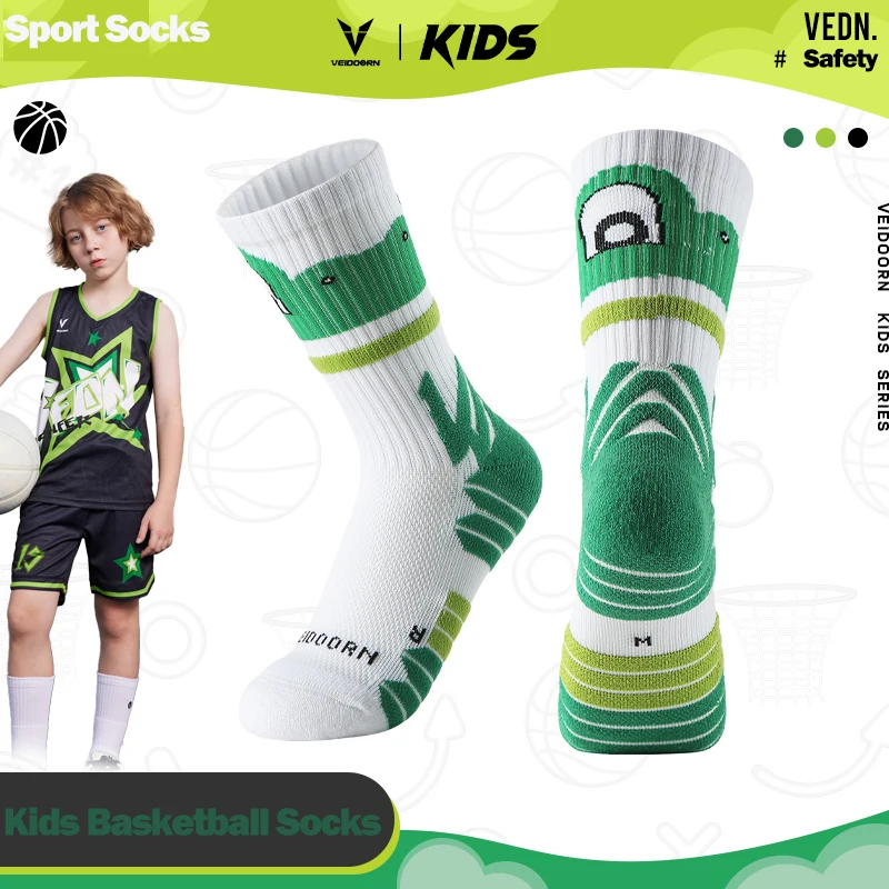 1/3 Pack Professional Basketball Socks for Kids Funny Frog Anti Slip Cushioned Sport Socks with Ankle Support Youth Boys