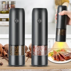 Usb Rechargeable Electric Pepper Grinder Stainless Steel Led Lights 6 Adjustable Thickness One-button Control Grinding Tool